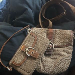 Coach Signature Shoulder Bag and Wristlet Set